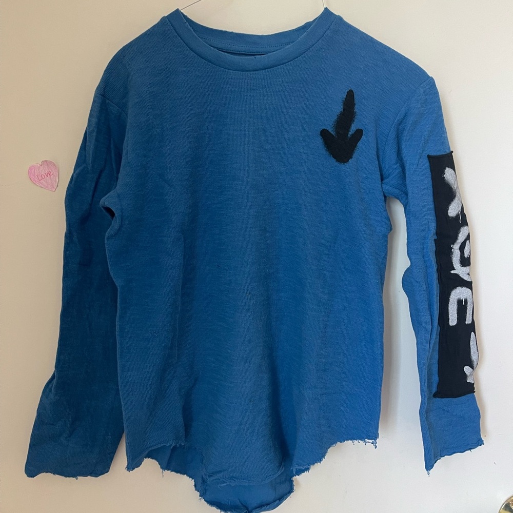 nununu Blue Long Sleeve Kids Shirt, Size 6-7
